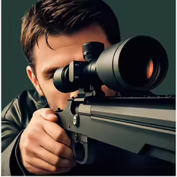 a man holding a gun while wearing a black jacket