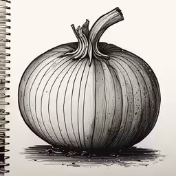 a drawing of an onion on paper