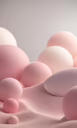 pink balloons and sand shapes in soft light