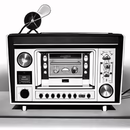 a drawing of a boombox with radio equipment