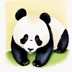 a panda bear is laying down in the grass
