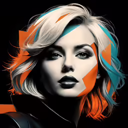 a beautiful blond woman wearing bright orange and blue hair