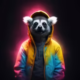 there is a picture of an animal wearing a hoodie