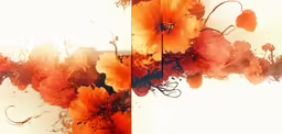 a group of flowers with one being red and the other is orange