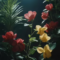 a large number of red and yellow flowers