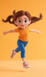 a digital painting of a little girl that is running