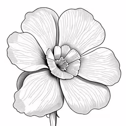 a black and white drawing of an orchid,a large flower is shown in black and white