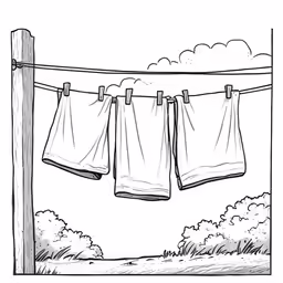 clothes on a line hanging in front of trees