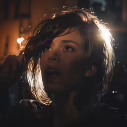 a girl in the sunlight brushing her hair