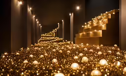 a long set of steps with many balls in it