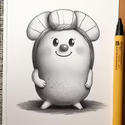 a drawing of a cartoon character on paper