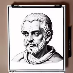 a portrait of an ancient man with white hair and beard