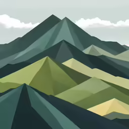 a painting with mountains on it and clouds