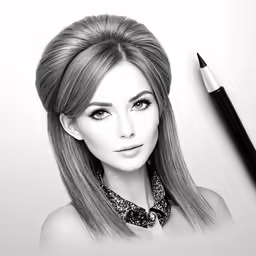 a pencil drawing of a woman with long hair