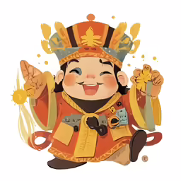 a cartoon of an infant with his hand in the air