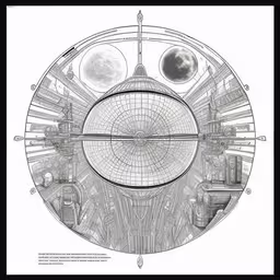 a diagram that shows the workingss of a star trek ship,a drawing of a futuristic space station