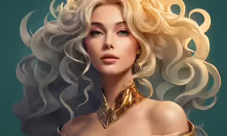digital art image of a model in golden dress