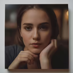 a woman looks ahead while posing for the camera