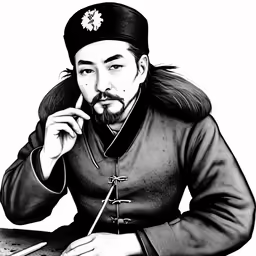a man with glasses and beard writing a book