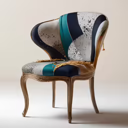the chair with an upholstered seat is seen in front of a wall