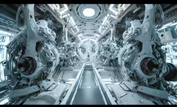 inside a spaceship looking down the floor