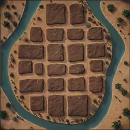 a 3d map that is made out of stones