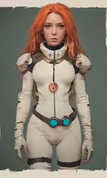 a woman in futuristic clothing is posing for the camera