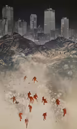 the image shows the city skyline as tall buildings stand on top of a barren hill
