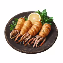 a plate with three large piece of meat and vegetables