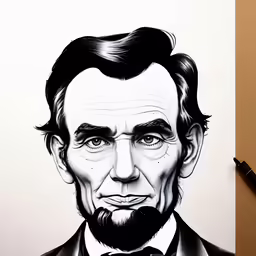 abraham lincoln portrait on drawing pad with black pen