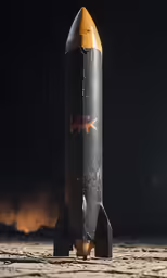a picture of a small rocket on display