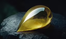 a large yellow rock with an interesting shape of an arrow