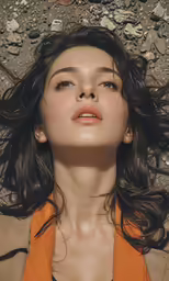 a beautiful young woman laying down in the shade