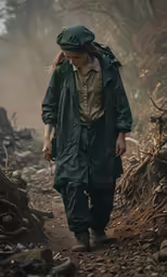 man walking alone in the forest