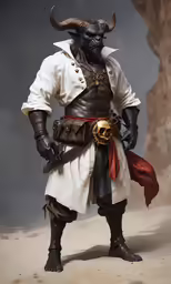 a large man dressed up as a demon with huge horns