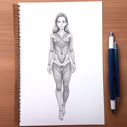 a drawing of a woman