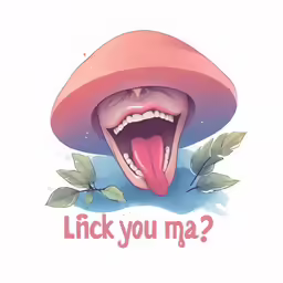 a smiling frog wearing a hat with leaves in it and the capt reads, lick you ma?