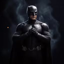 a man in a batman costume is posing for a picture