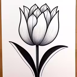 a hand drawn black and white picture of a flower