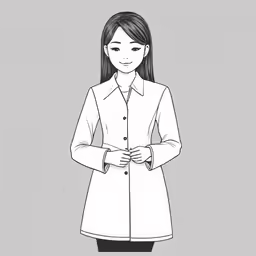 a woman is shown standing wearing a coat
