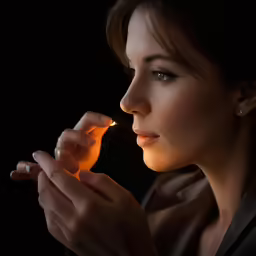 the girl is lighting up her small lighter