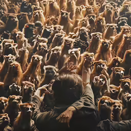 there is a large crowd of dogs all huddled together