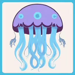 a drawing of a purple jelly fish