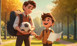 a couple of young men holding onto a soccer ball