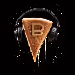 a slice of pizza with headphones attached to it