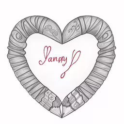 an open heart is adorned with yarn and the word jenny,the words janey written in front of a heart shaped object,a drawing of a heart with the word jane,a heart shaped frame with an inscription happy,a heart with the words january written on it
