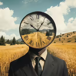 the person is wearing a clock hat over his face