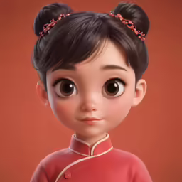 a very cute cartoon little girl with big eyes