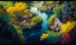 a large body of water surrounded by trees