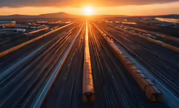 a railroad train that is going down some tracks